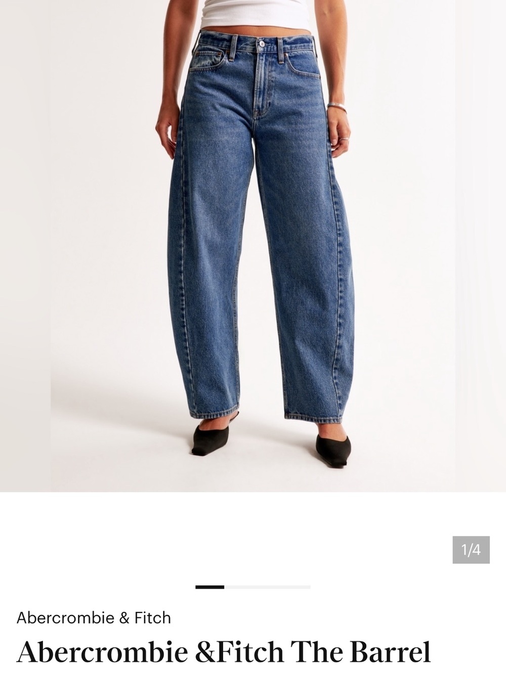 Abercrombie & Fitch Wide-Leg Barrel Jeans in Blue Denim